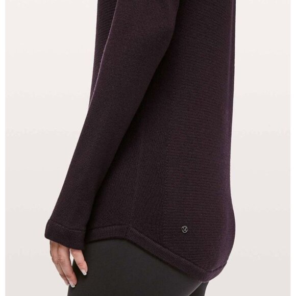 Lululemon Sit in Lotus Long Sleeve Pullover Sweater in Black Cherry 6 8 - Picture 3 of 7